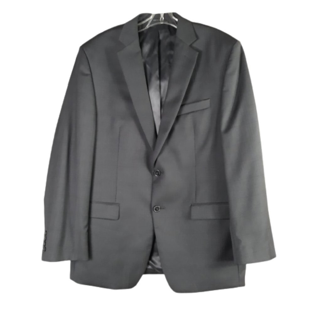 Calvin Klein Mens Two Button Black Blazer Wool Plaid Sport Coat Jacket LSize 40R